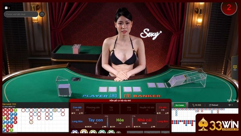 Live casino 33WIN - Đặt cược và tận hưởng sòng bài Las Vegas 3 Bàn cược baccarat để thành viên giải trí hấp dẫn