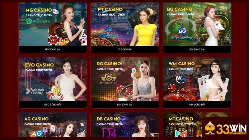 Live casino 33WIN - Đặt cược và tận hưởng sòng bài Las Vegas 4 Lựa chọn sảnh chơi phù hợp để đặt cược